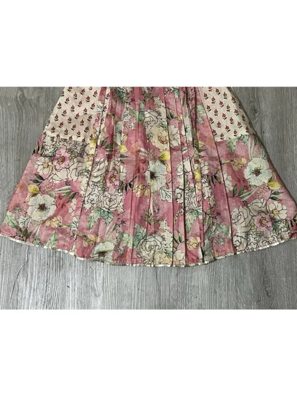 Vintage Genuine Girls Floral Dress 28” Colorful Sequins Cottagecore